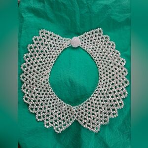 Vintage Pearl Collar Retro Bib Fashion Necklace 16' Inches